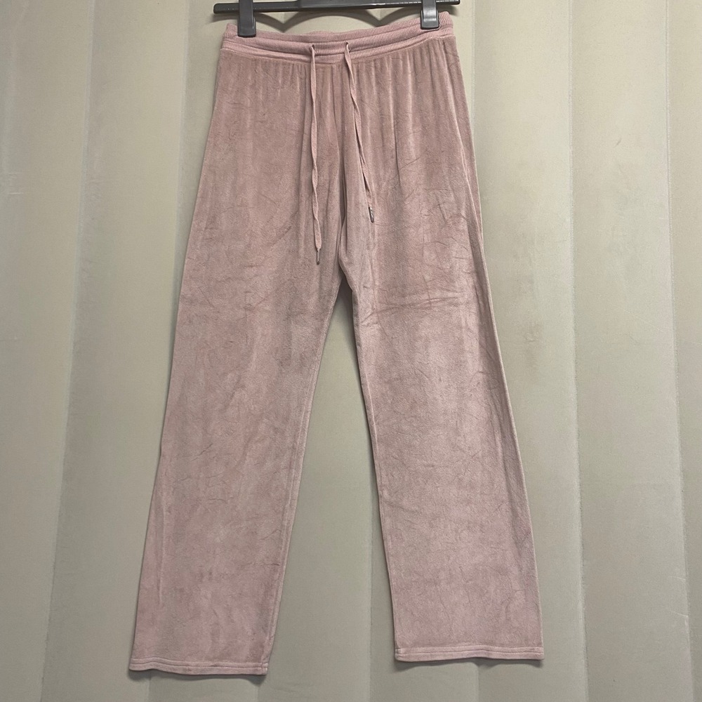Juicy Couture Women's Velour Lounge Pants Medium Rhinestone Spellout Y2K